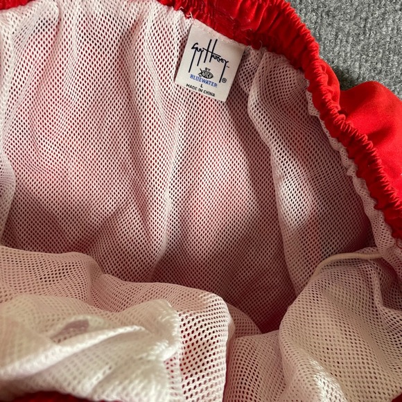 Guy Harvey BlueWater Men's Marlin Embroidered Swim Trunks Size L Red Elastic‎ - Picture 4 of 10